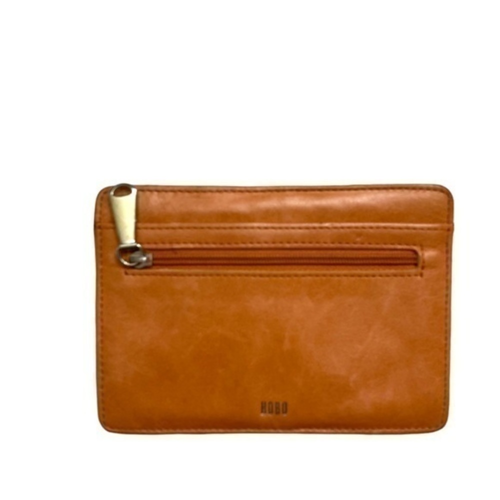 Hobo orangey brown leather card holder mini wallet